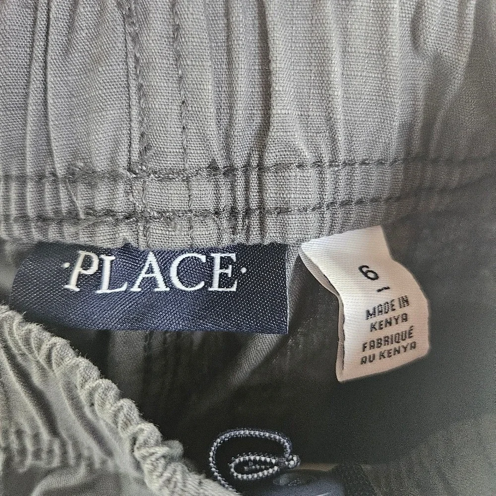 The Childrens Place Boys Gray Cargo Shorts Size 6 Elastic Waist‎ Adjustable Tab